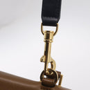 CELINE Trapeze Hand Bag Leather 2way Navy Gold Auth 210719V-16