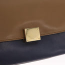 CELINE Trapeze Hand Bag Leather 2way Navy Gold Auth 210719V-17