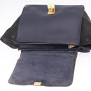 CELINE Trapeze Hand Bag Leather 2way Navy Gold Auth 210719V-19