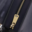 CELINE Trapeze Hand Bag Leather 2way Navy Gold Auth 210719V-22