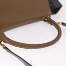 CELINE Trapeze Hand Bag Leather 2way Navy Gold Auth 210719V-7
