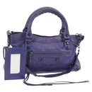 Balenciaga The First Hand Bag Leather 2way Purple 103208 Auth 210720V-1