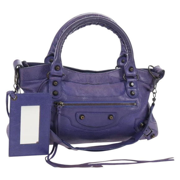 Balenciaga The First Hand Bag Leather 2way Purple 103208 Auth 210720V