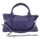 Balenciaga The First Hand Bag Leather 2way Purple 103208 Auth 210720V-2
