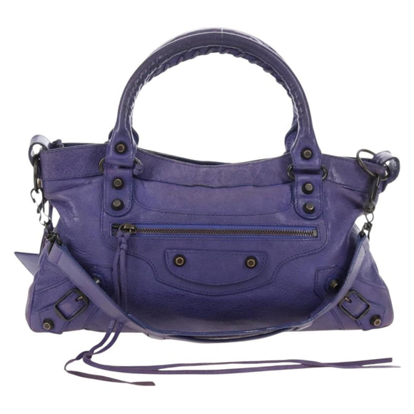 Balenciaga The First Hand Bag Leather 2way Purple 103208 Auth 210720V
