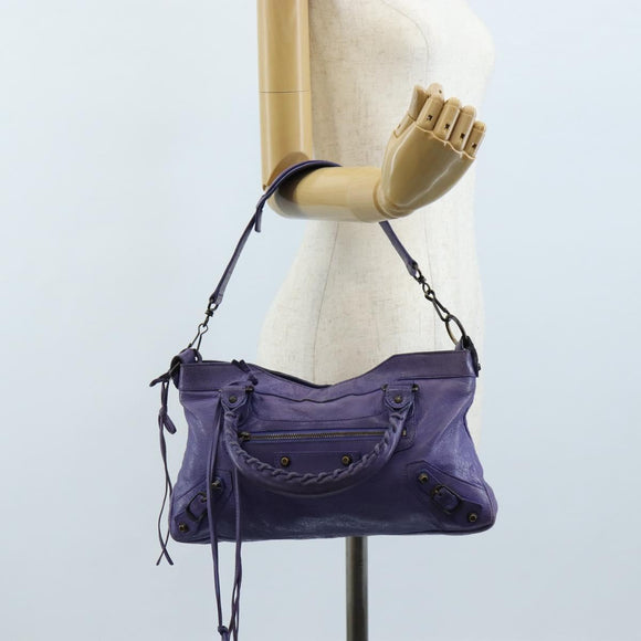 Balenciaga The First Hand Bag Leather 2way Purple 103208 Auth 210720V