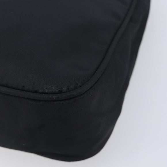 PRADA Hand Pouch Nylon Black Silver Auth 210726V
