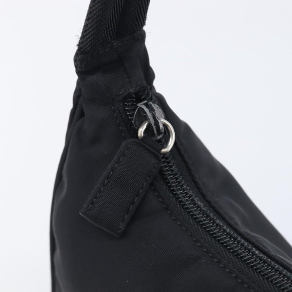 PRADA Hand Pouch Nylon Black Silver Auth 210726V
