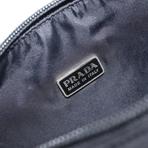 PRADA Hand Pouch Nylon Black Silver Auth 210726V