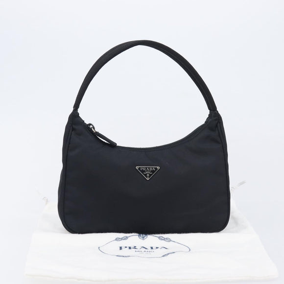 PRADA Hand Pouch Nylon Black Silver Auth 210726V