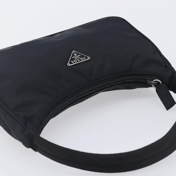 PRADA Hand Pouch Nylon Black Silver Auth 210726V