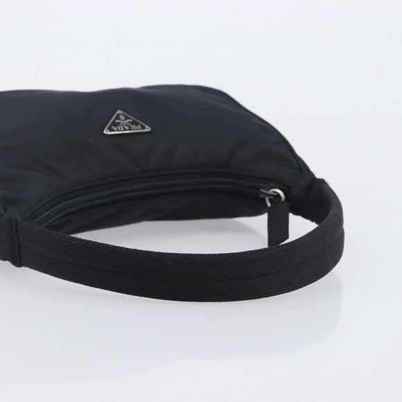 PRADA Hand Pouch Nylon Black Silver Auth 210726V