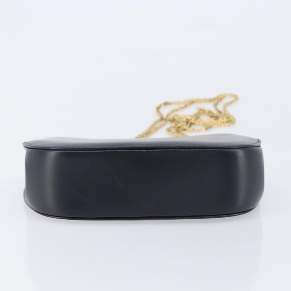 Cartier Sapphire Line Chain Shoulder Bag Leather Navy Gold Auth 210727A