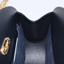 Cartier Sapphire Line Chain Shoulder Bag Leather Navy Gold Auth 210727A-19