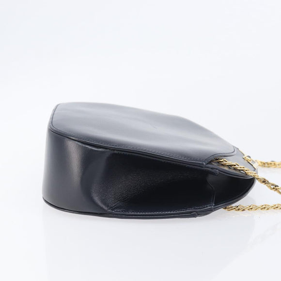 Cartier Sapphire Line Chain Shoulder Bag Leather Navy Gold Auth 210727A