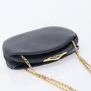 Cartier Sapphire Line Chain Shoulder Bag Leather Navy Gold Auth 210727A-6