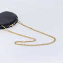 Cartier Sapphire Line Chain Shoulder Bag Leather Navy Gold Auth 210727A-7