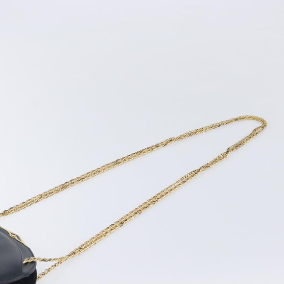 Cartier Sapphire Line Chain Shoulder Bag Leather Navy Gold Auth 210727A