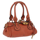 Chloe Paddington Hand Bag Leather Brown Gold Silver Auth 210728V-1
