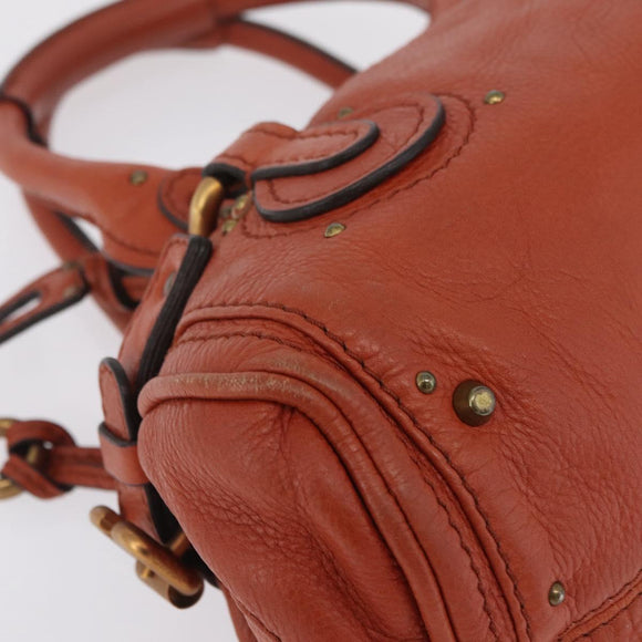 Chloe Paddington Hand Bag Leather Brown Gold Silver Auth 210728V
