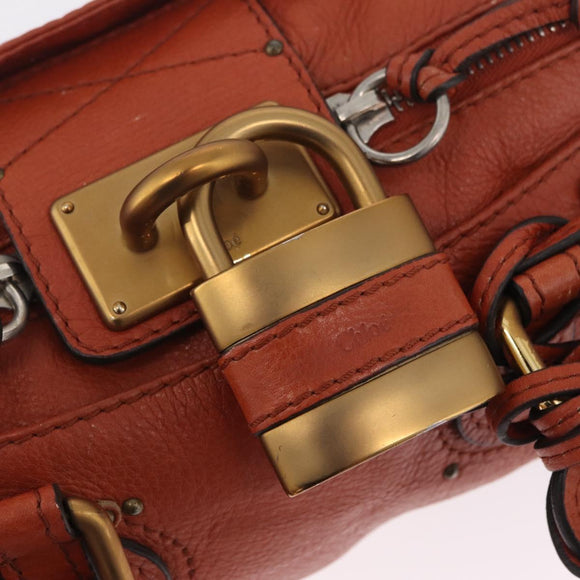 Chloe Paddington Hand Bag Leather Brown Gold Silver Auth 210728V