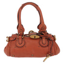 Chloe Paddington Hand Bag Leather Brown Gold Silver Auth 210728V-2