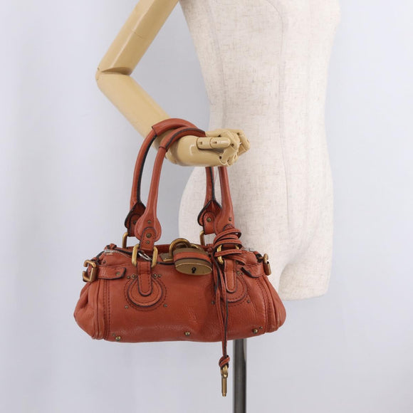 Chloe Paddington Hand Bag Leather Brown Gold Silver Auth 210728V
