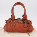 Chloe Paddington Hand Bag Leather Brown Gold Silver Auth 210728V-29