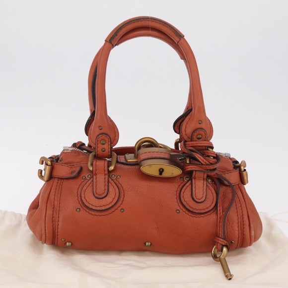 Chloe Paddington Hand Bag Leather Brown Gold Silver Auth 210728V