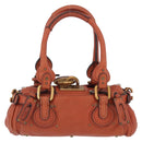 Chloe Paddington Hand Bag Leather Brown Gold Silver Auth 210728V-3