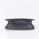 Salvatore Ferragamo Hand Bag Suede Gray Gold Auth 210730V-10