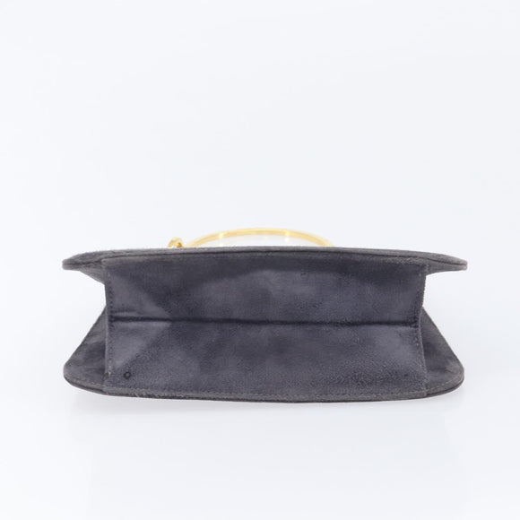 Salvatore Ferragamo Hand Bag Suede Gray Gold Auth 210730V
