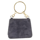 Salvatore Ferragamo Hand Bag Suede Gray Gold Auth 210730V-2
