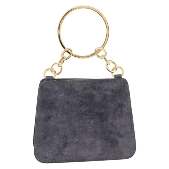 Salvatore Ferragamo Hand Bag Suede Gray Gold Auth 210730V