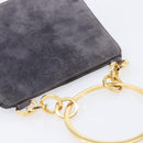 Salvatore Ferragamo Hand Bag Suede Gray Gold Auth 210730V-6