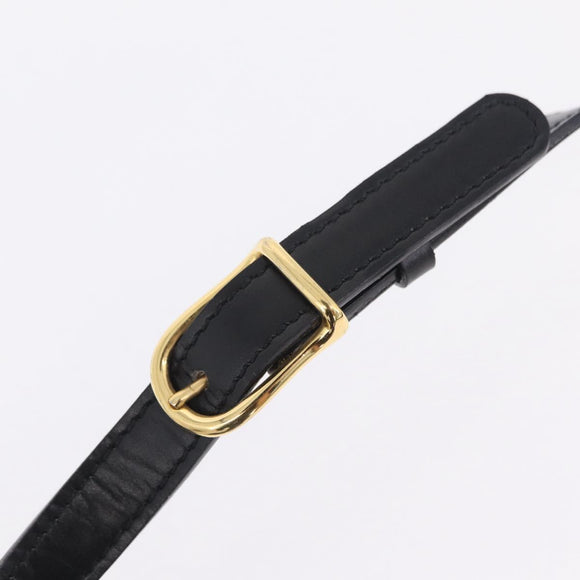 CELINE Circle Shoulder Bag Leather Black Gold Auth 210731V