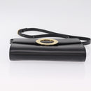 CELINE Circle Shoulder Bag Leather Black Gold Auth 210731V-11