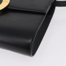 CELINE Circle Shoulder Bag Leather Black Gold Auth 210731V-13
