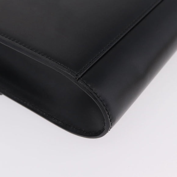 CELINE Circle Shoulder Bag Leather Black Gold Auth 210731V