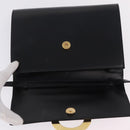 CELINE Circle Shoulder Bag Leather Black Gold Auth 210731V-17