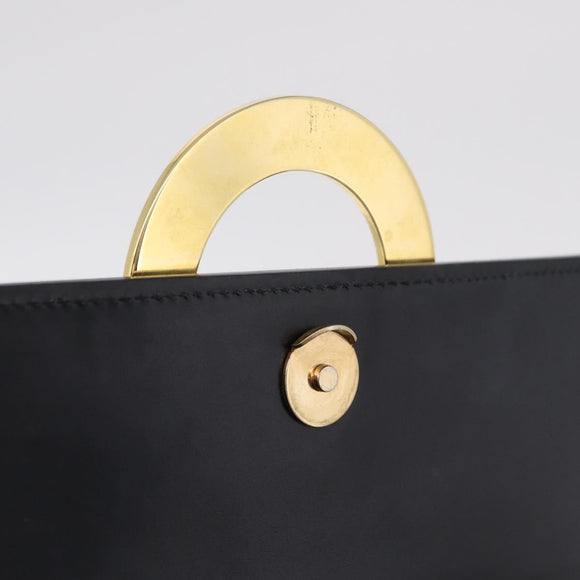 CELINE Circle Shoulder Bag Leather Black Gold Auth 210731V