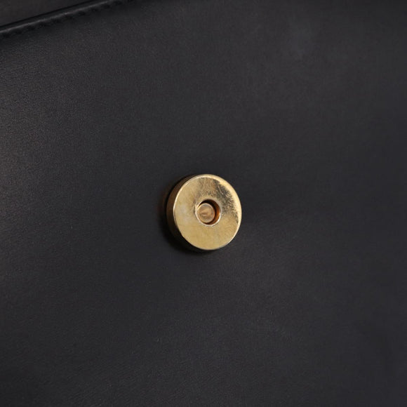 CELINE Circle Shoulder Bag Leather Black Gold Auth 210731V