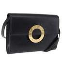 CELINE Circle Shoulder Bag Leather Black Gold Auth 210731V-1
