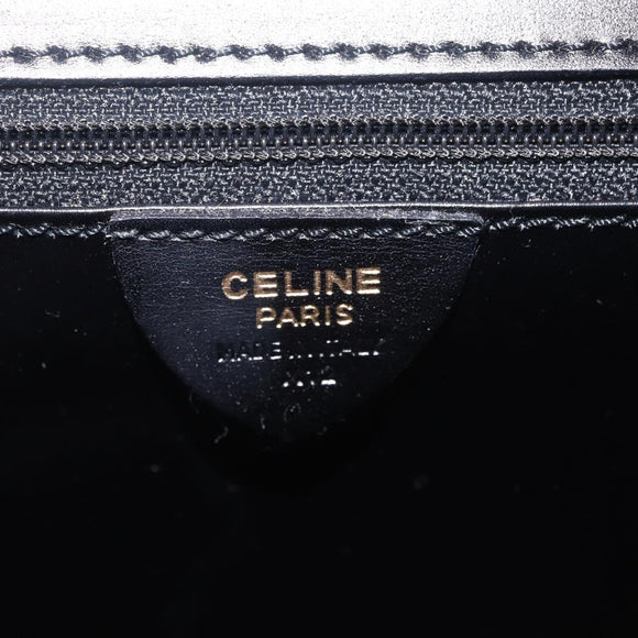 CELINE Circle Shoulder Bag Leather Black Gold Auth 210731V