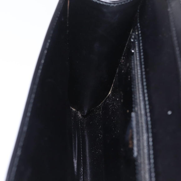 CELINE Circle Shoulder Bag Leather Black Gold Auth 210731V