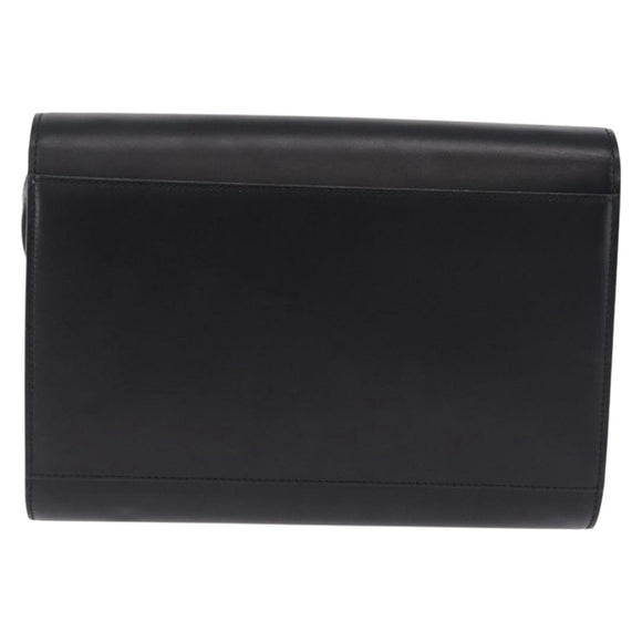 CELINE Circle Shoulder Bag Leather Black Gold Auth 210731V