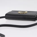 CELINE Circle Shoulder Bag Leather Black Gold Auth 210731V-6