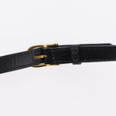 CELINE Circle Shoulder Bag Leather Black Gold Auth 210731V-9