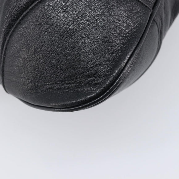 Salvatore Ferragamo Gancini Hand Bag Leather Black Silver Auth 210733V