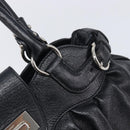 Salvatore Ferragamo Gancini Hand Bag Leather Black Silver Auth 210733V-14